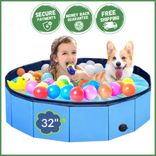 FOLDABLE DOG PET SWIMMING POOL Portable Non Slip Collapsible Outdoor Bath Tub