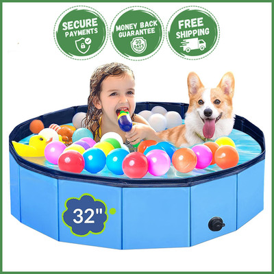 FOLDABLE DOG PET SWIMMING POOL Portable Non Slip Collapsible Outdoor Bath Tub