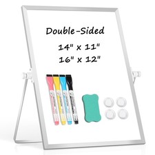 AMUSIGHT 11x14 Double Sided Magnetic Dry Erase Whiteboard with Stand