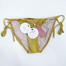 PQ SWIM PILYQ Bikini Bottoms Size Small Haven Tie Full String Swim NWT Shimmer