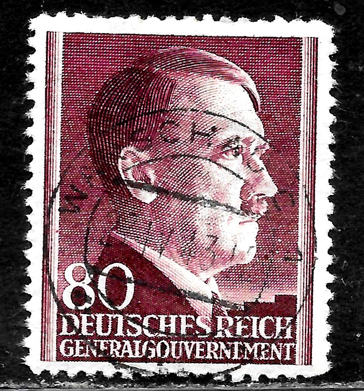 HICK GIRL-USED  POLAND  OCCUPATION  STAMPS  SC#N90    ADOLF  HITLER       X4434