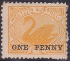(F394-27) 1906 WA 1d on 2d surcharge stamp (AB)
