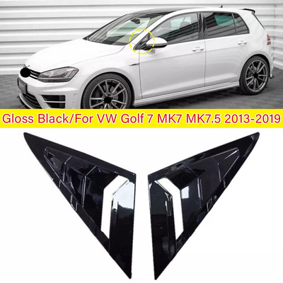 For 2013-2019 VW Golf 7 MK7 MK7.5 Gloss Black Car Window Side Front Louver Cover