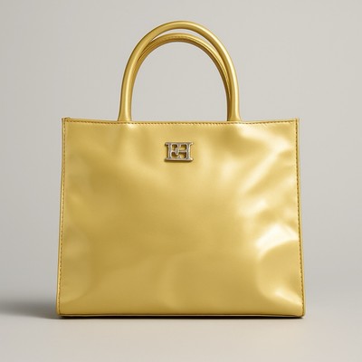 Escada Beauté Tote Bag   Metallic Yellow Gold Patent   Summer 70s Style   VTG