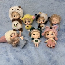 Lot 7 cute Poseable Mini BJD Dolls in Costumes Tiny Ball Jointed Body
