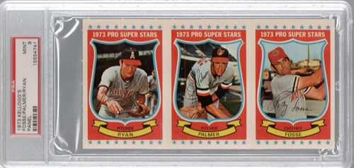 1973 Kellogg's Panel: Raymond Fosse/James Palmer/Nolan Ryan #16, 17, 18 PSA 9