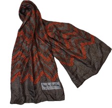Diane Von Furstenberg Brown Orange Silk Rectangle Scarf Geometric Floral 70s Vtg