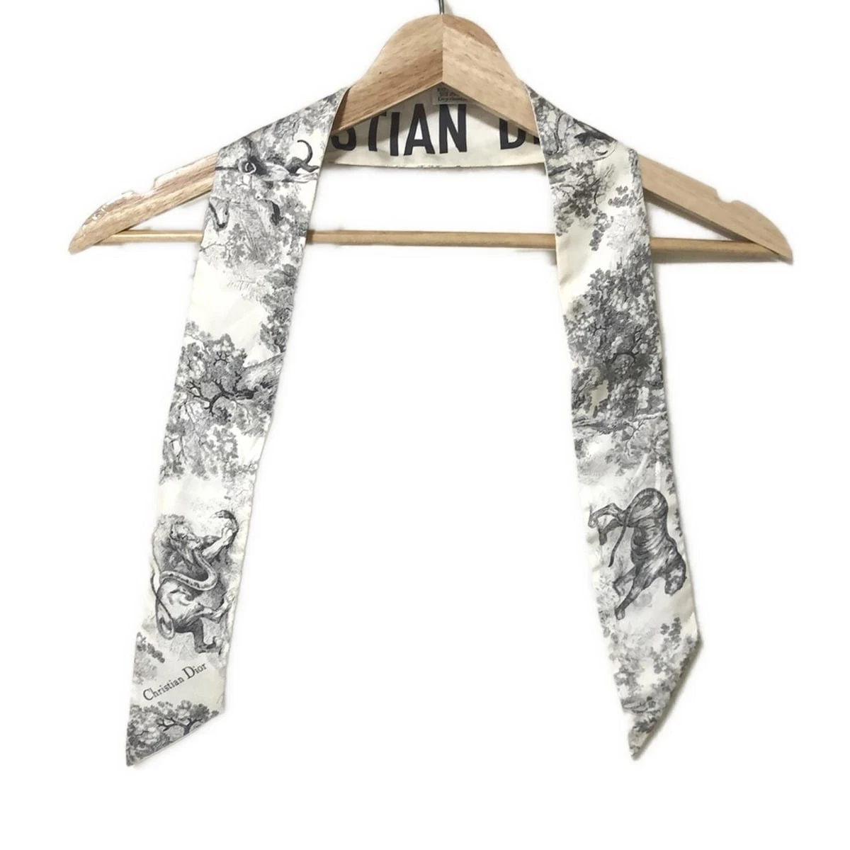 Auth DIOR/ChristianDior   Foulard gris crème gris foncé