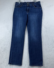 Lee Straight Leg Jeans Womens Size 16 Long Relaxed Fit Mid Rise Medium Wash Blue