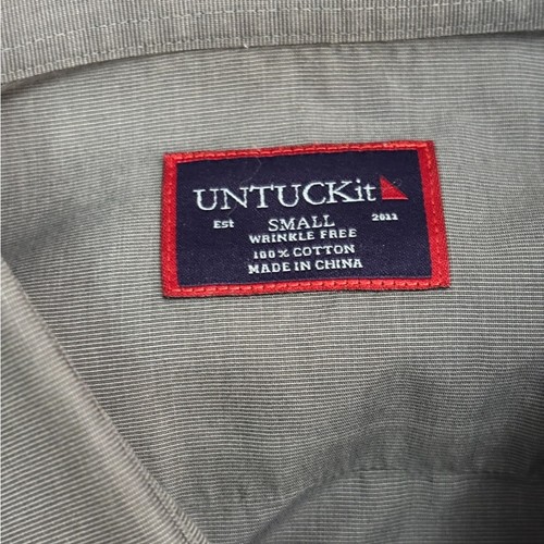 Untuckit Camicia Uomo Grigio Antracite Manica Lunga Bottoni Taglia S - Foto 2 di 7
