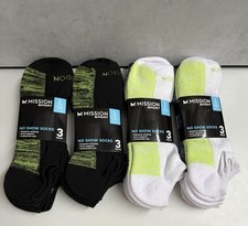 4 Packs - Mission Sport No Show Socks - Size Large M 8-12, W 10-13 NEW