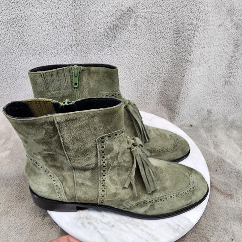 Zapatos Charles David para mujer talla 9 verde gamuza Ralphie punta de ala botas al tobillo *EXCELENTE ESTADO* Foto 4 de 4