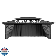 Pakunoda Outdoor Gazebo Curtain Replacement Universal 4-Panel Sidewalls 12' X