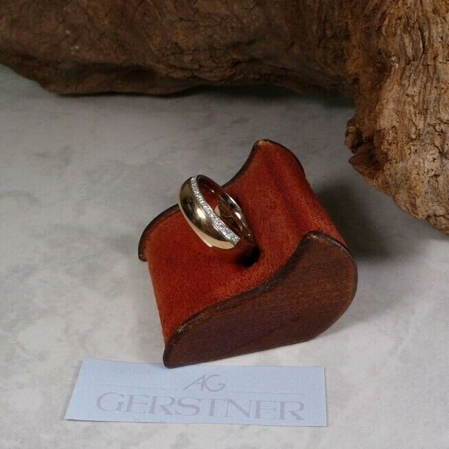 D30-14/ eleganter Bandring WG/GG 585 Fa. Gerstner ca. Gr. 54  Diamanten 0,12 ct. - Bild 4 von 4