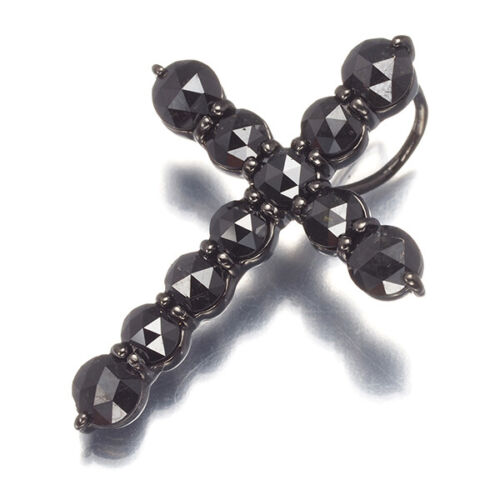 Rose - cut BlackDiamond 1.70ct Cross Pendant 18K 750 White Gold