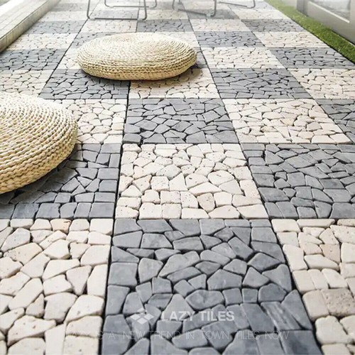 Interlocking Floor Tile - Indoor & Outdoor Tile - Natural Stone Tile - Grey - Picture 8 of 9