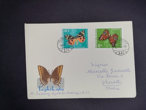 Briefumschlag Ungarn Magyar Post FDC 1. Tag 1969 Schmetterlinge WE1501