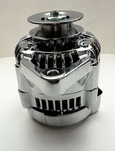 Chrome 90 AMP Mini Alternator GM Denso Style V Belt 1 Wire Street / race Chevy - 第 8/11 張圖片