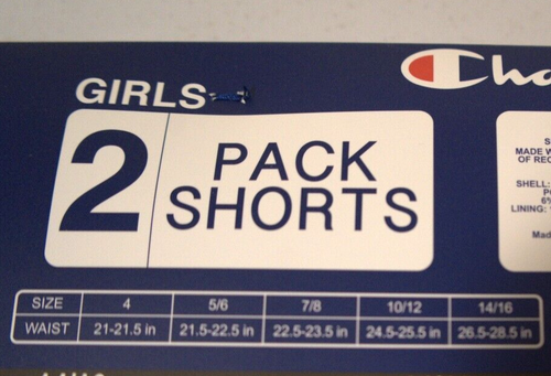 Champion Girl's 2 Pack Shorts New 4, 7/8, 10/12 or 14/16 2.5" inseam Pink Black - Picture 5 of 6