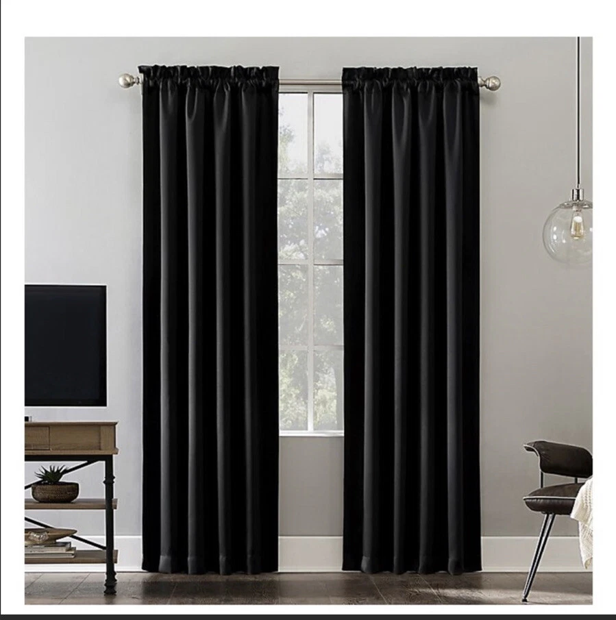 Target Solid Blackout Curtain Black Bedroom 84 eBay