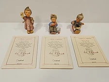 Studio Hummel Christmas Ornaments Set #3 Goebel 3-pc COA Booklets Puppy Dogs 