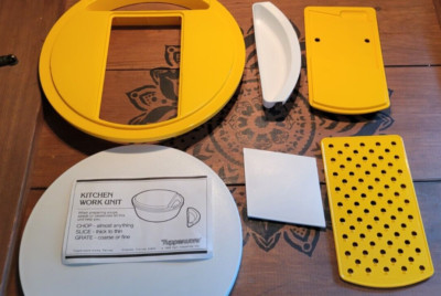Tupperware Kitchen Work Unit Grater Shredder Slicer 6 Pc set lot yellow Cutting