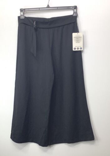 NWT Full Circle Pants Capri Black Size Medium Wide Leg Woman's Elastic Waist