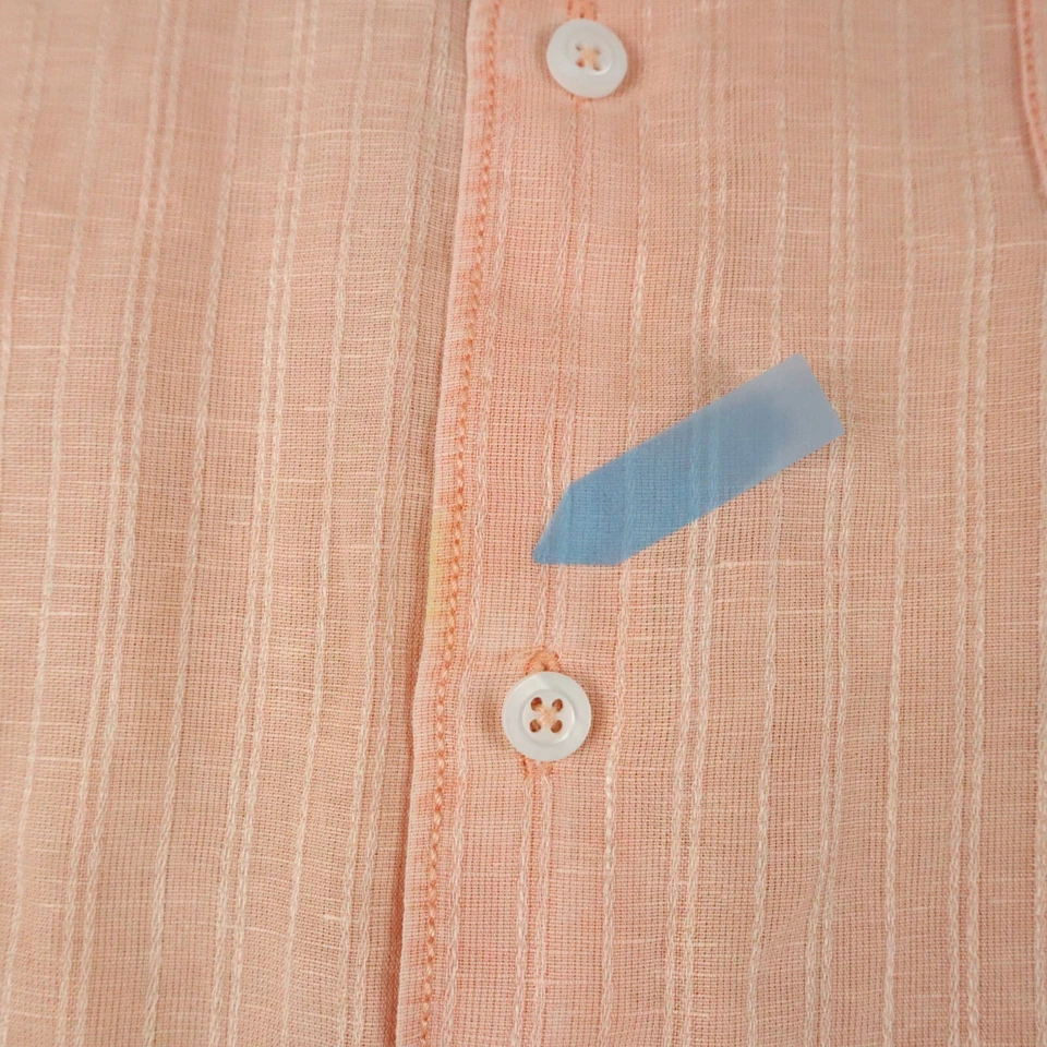 Tasso Elba Shirt Mens XL Linen Blend Pocket Button Up Peach Striped Long Sleeve - Image 3 of 4