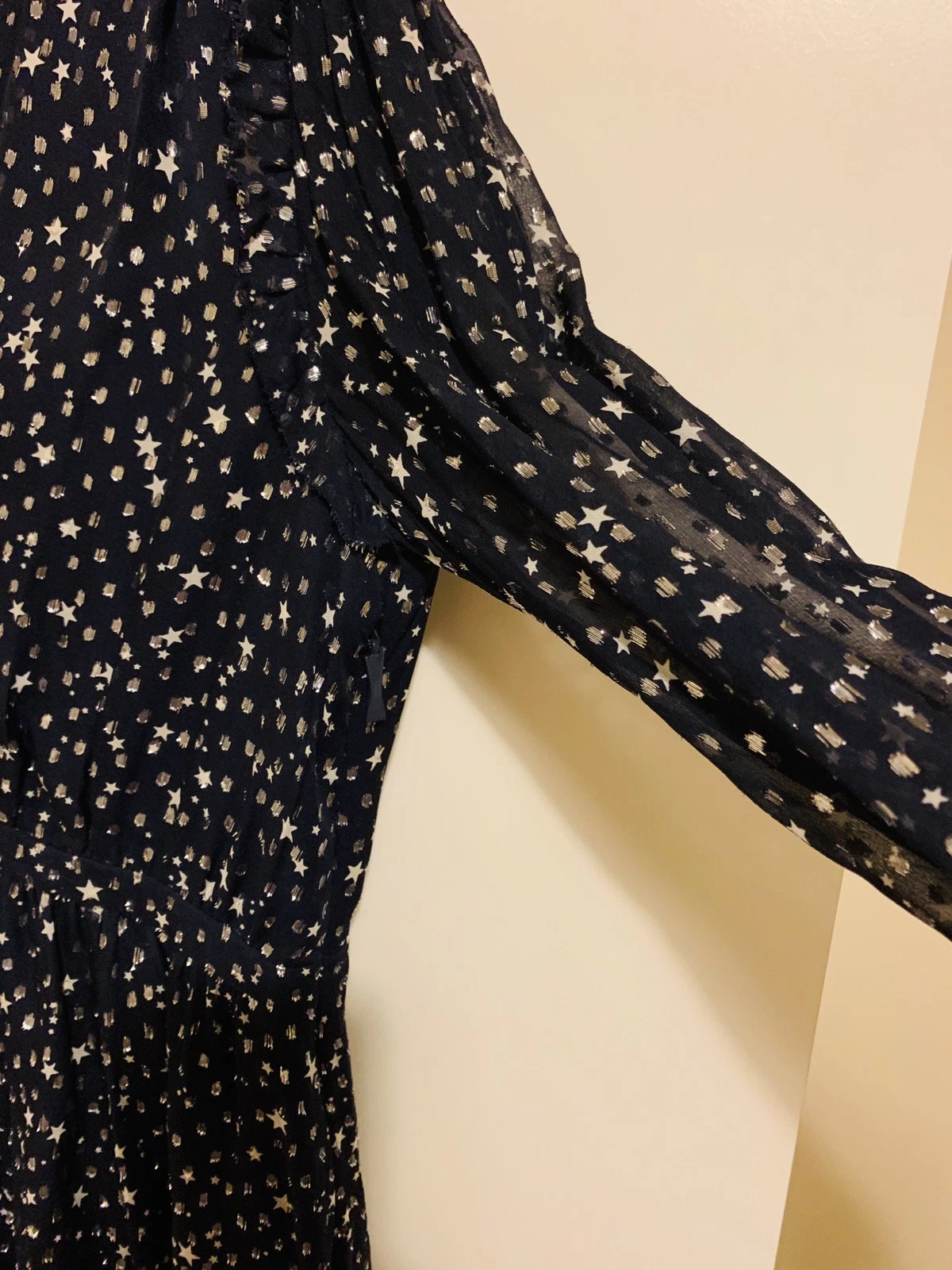 Abito Kate Spade blu navy argento seta scintillante taglia US 4 (taglia UK 10)