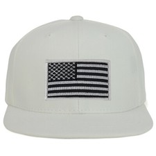 Youth Kid Size Grey American Flag Patch Flat Bill Baseball Cap - FREE SHIPPING