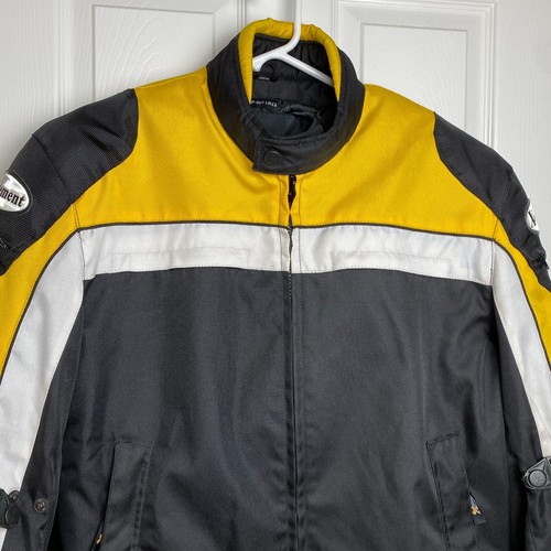 Xelement Motorcycle Jacket PADDED XL Yellow Black White Zip ( Nylon ??? ) B12 - Picture 6 of 20