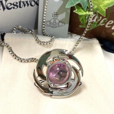Vivienne Westwood 3D Small Orb Pink Shooting star Stone Necklace
