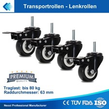 4 x Lenkrolle Transportrollen Schwerlastrollen mit Feststeller Bremse 63 mm