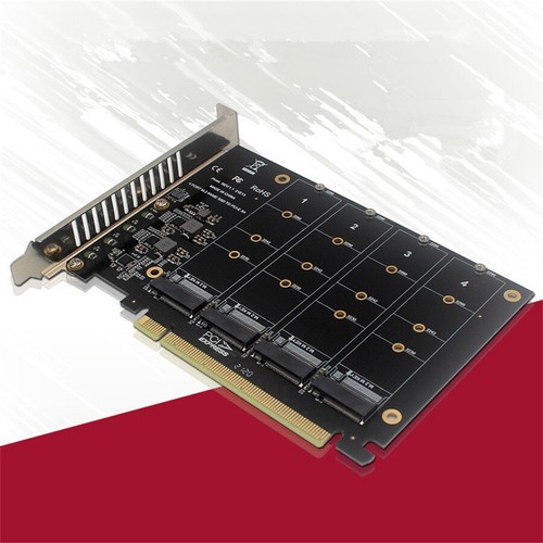 Carte adaptateur PCIe X16 neuve pour bifurcation SSD PCI-E QUAD-key M.2 NVMe requise - Photo 2/6