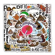 50 Pack of Funny Stickers Poo Emoji for Laptop/Water Bottle/iPad/Kindle/Notebook