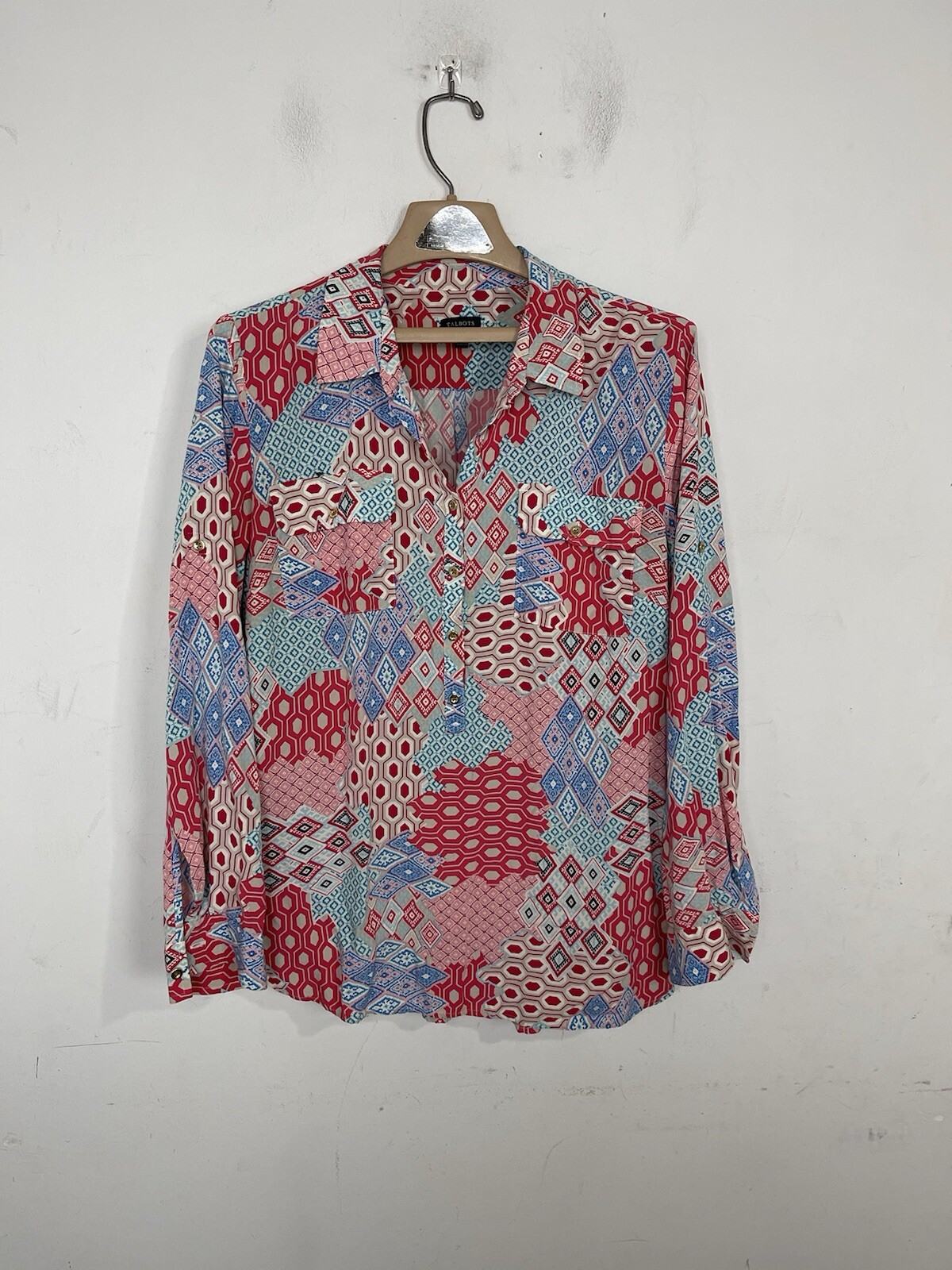 Talbots Womens Shirt Large Patchwork Scarecrow Sp… - image 1