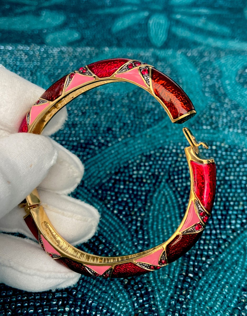 Joan Rivers Red and Gold Enamel Bangle Watch Joan Rivers Gold Band Wristwatches for sale | eBay main image 3
