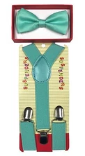 Teal colored toddler bow tie and  suspenders set - baby boy/girl Accesorries