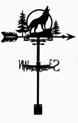 NEU METALL WOLF WETTERFAHNE Garten Silhouette Ornament
