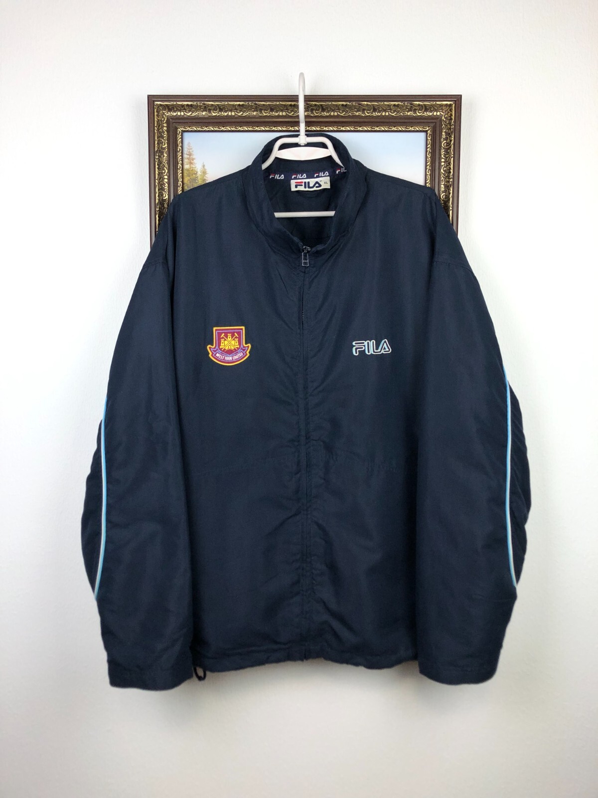 Giacca a vento vintage Fila West Ham United calcio pista uomo taglia XL