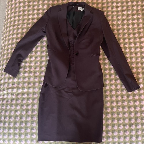 REISS Ricca twin set brown blazer jacket fitted shift dress size 10 wool blend - Picture 2 of 8