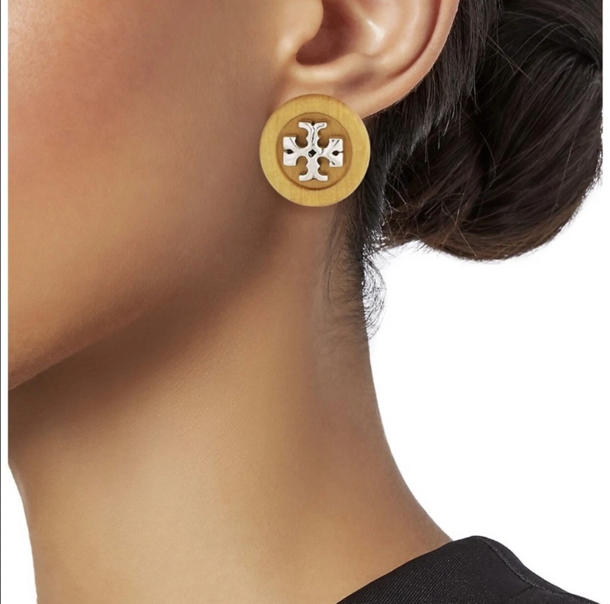 Tory Burch Roxanne Button Stud Clip On Earring eBay