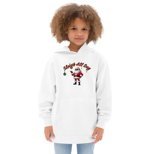 Christmas Fleece Hoodie for Kids - Sleigh All Day, Sizes S-XL - Picture 13 of 13