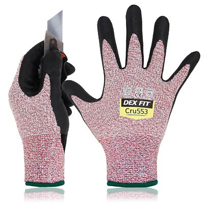 Level 5 Cut Resistant Gloves Cru553, 3D-Comfort Fit, Firm Grip, Thin & Lightw...