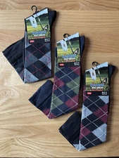 3 Pairs Mens Long Socks Golf Knee High Argyle Design Riding Sports Work Boots