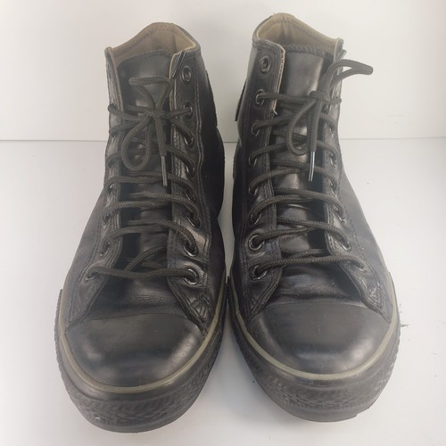 Converse Chuck Taylor All Star LEATHER Hi Top Sneaker Boots Mens 11.5 All Black - Picture 2 of 18
