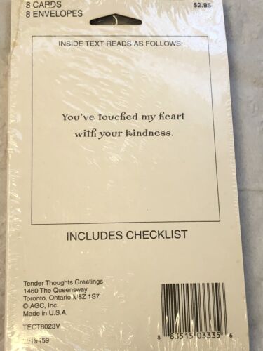New Tender Thoughts Greeting Thank You Note Cards, 8 Pack Made USA - Picture 2 of 2