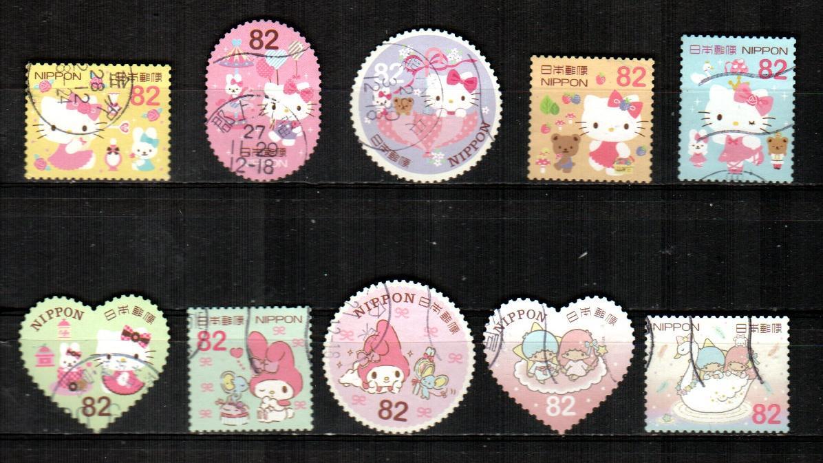 JAPAN Scott's 3894a-j ( 10v ) Hello Kitty, My Melody F/VF Used