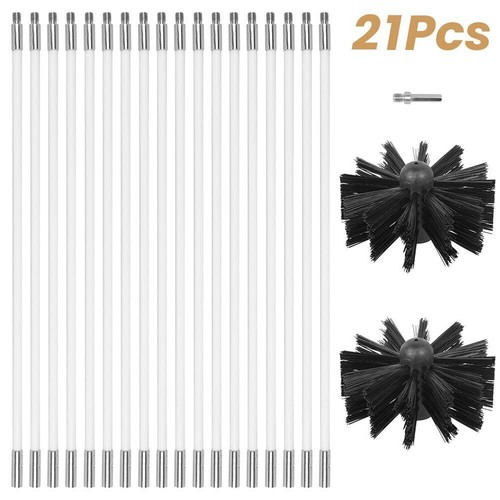 21Pcs Flexible Chimney Sweep Set Flue Sweeping Brush Rod Kit Soot Cleaning Rods - Picture 3 of 11