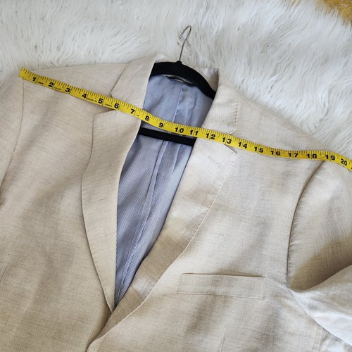 Tasso Elba Island Mens XL Beige 100% Linen 2-Button Blazer Suit Jacket *FLAW* - Picture 12 of 15